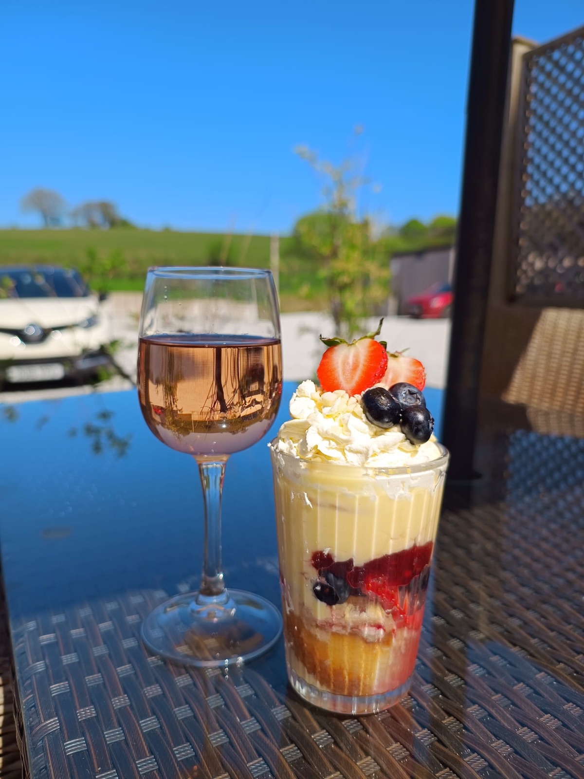 A glass of rosé on the bistro terrace